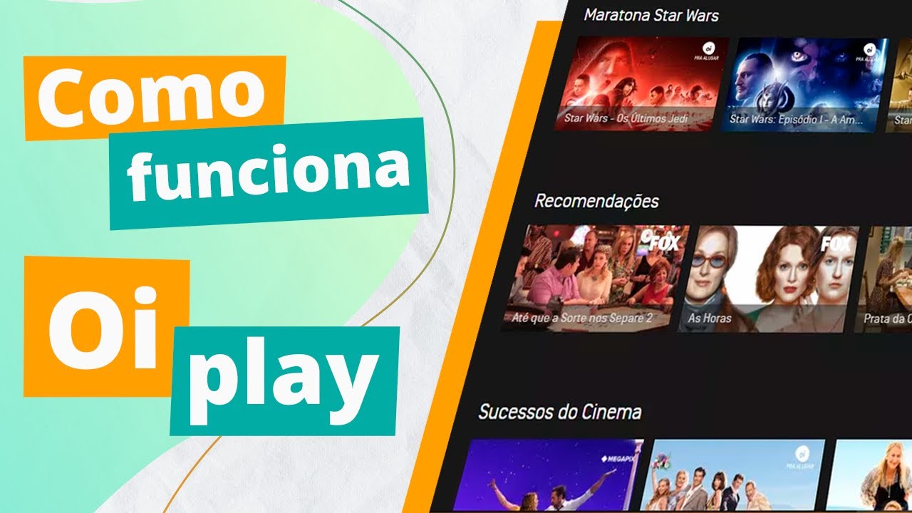 Interface do aplicativo Oi Play com catálogo de canais e filmes