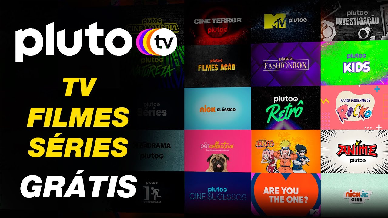 Interface do aplicativo Pluto TV com catálogo de programas e canais oferecidos