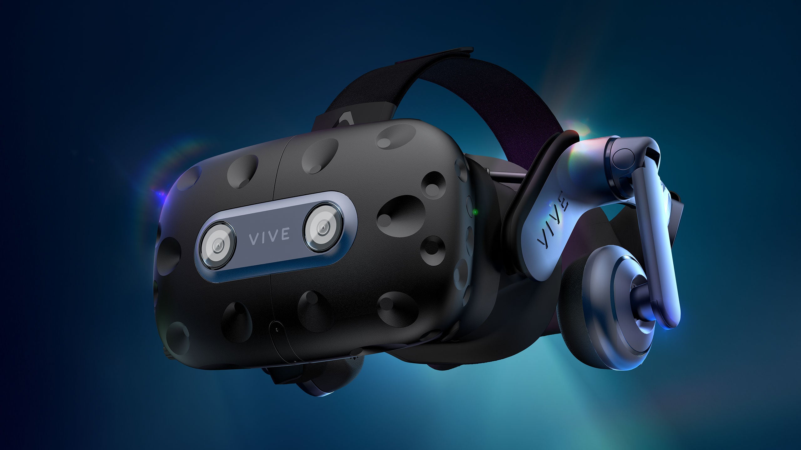 Óculos de realidade virtual nas cores preta com detalhes azul
