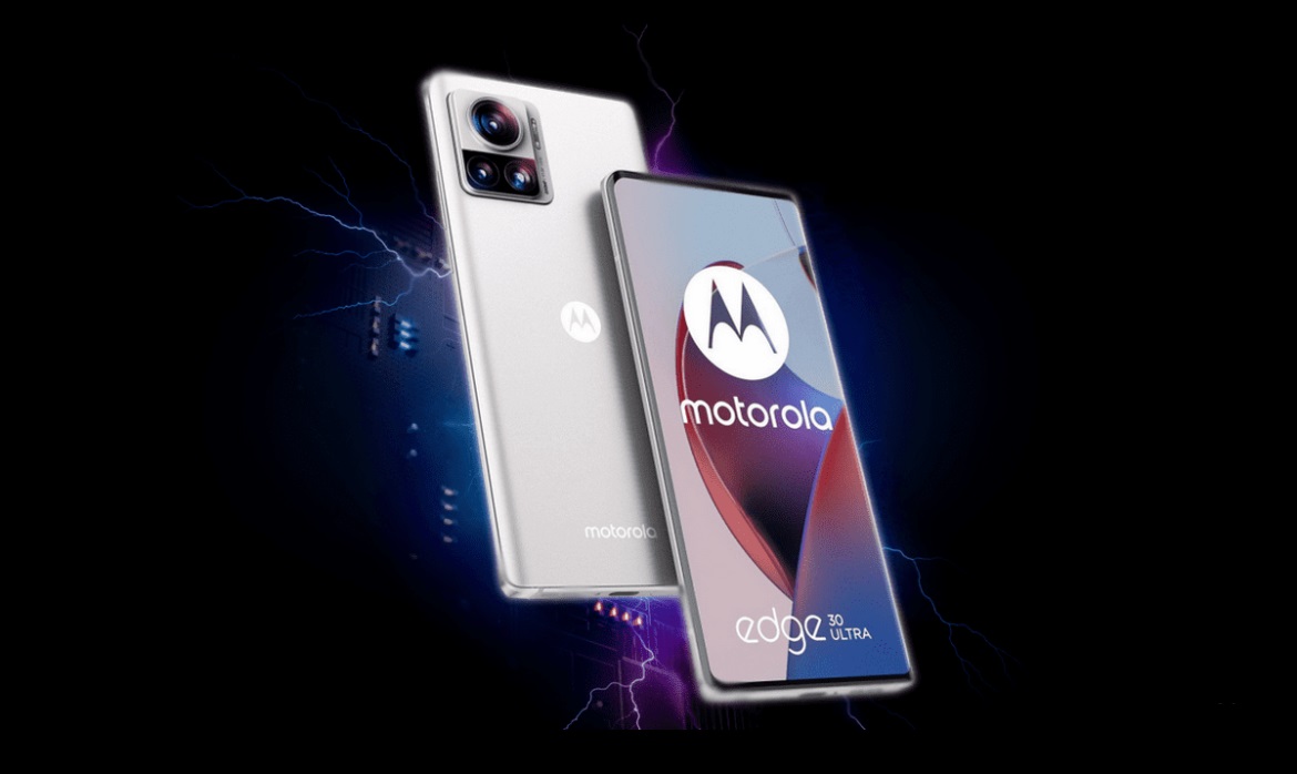 Visão da tela e da traseira do celular Motorola Edge 30 8Gb 128Gb Dual Sim na cor branca