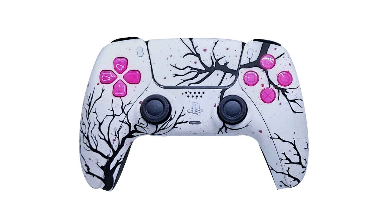 Controle customizado branco e rosa