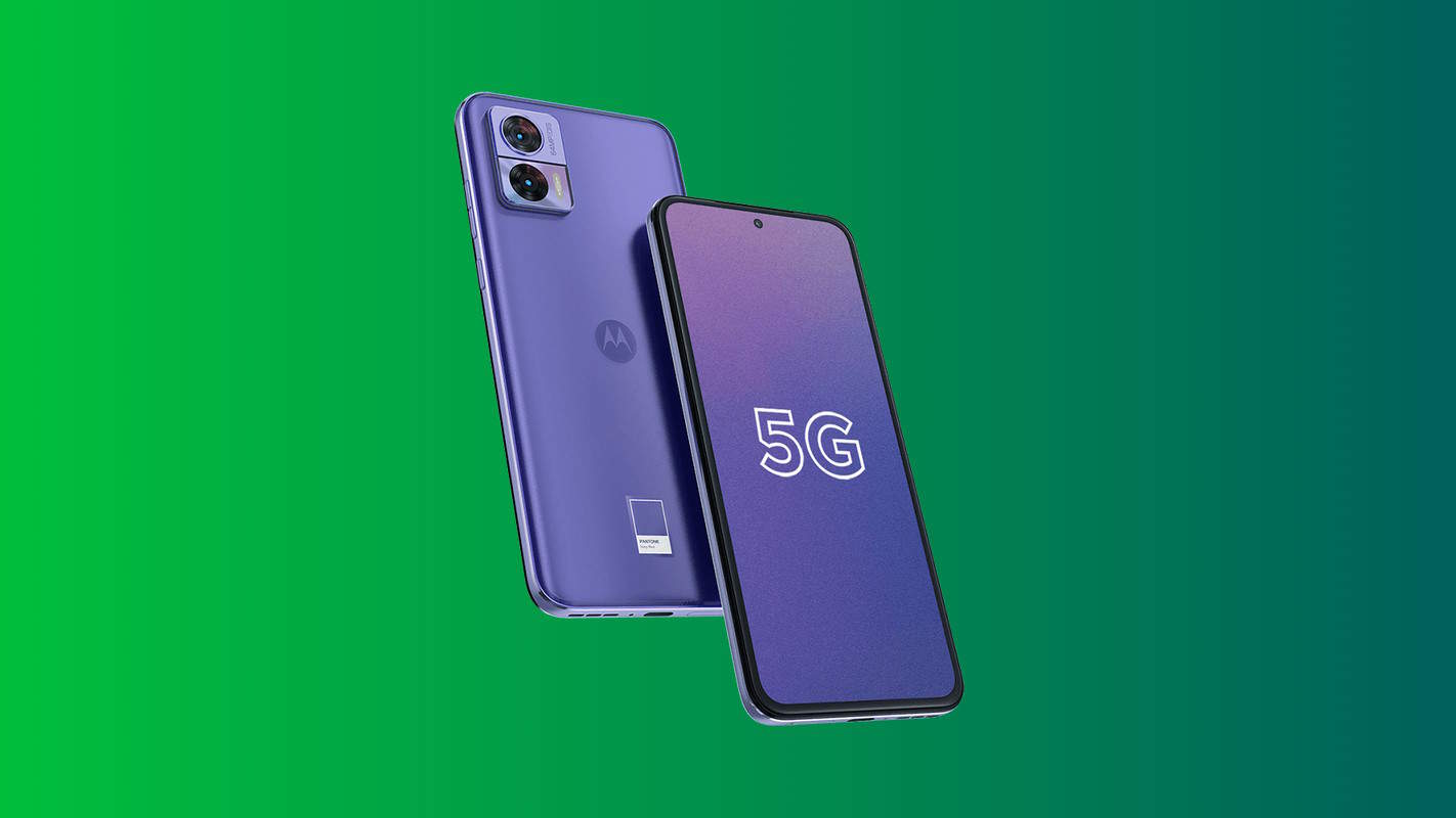 Visual da tela e traseira do celular Motorola Edge 30 Neo na cor lilás