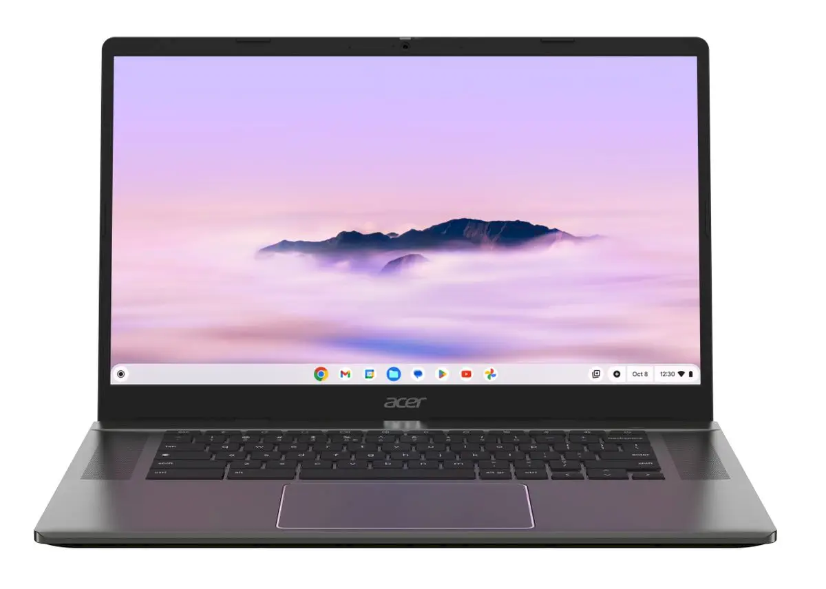 Tela e teclado do Chromebook Acer na cor prata