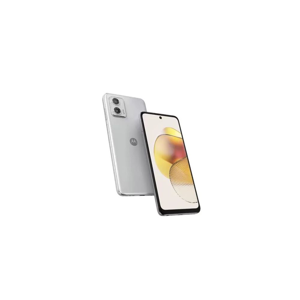 Tela e traseira do celular Moto G73 na cor branca