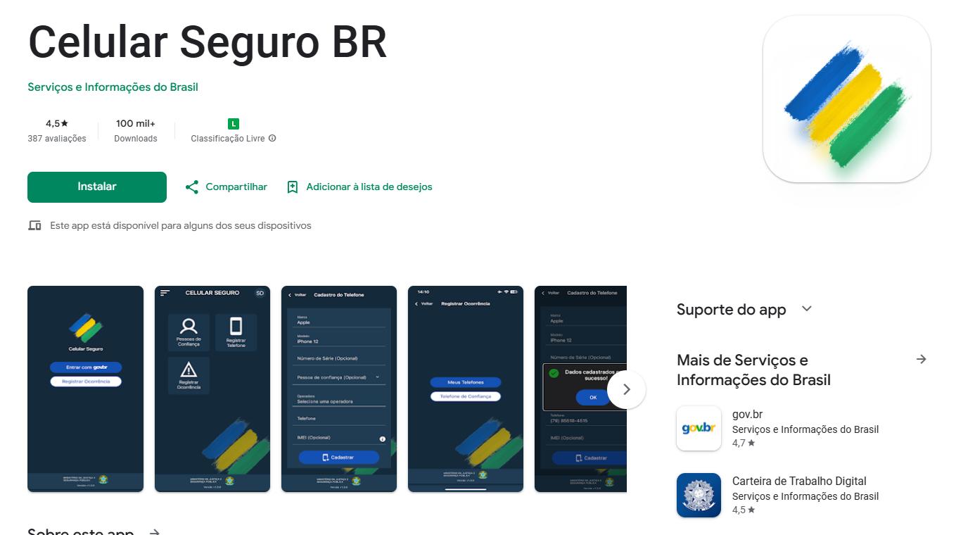 App para bloquear celular roubado na Play Store