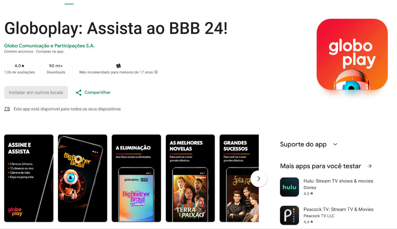 Aplicativo Globoplay para assitir no celular de graça