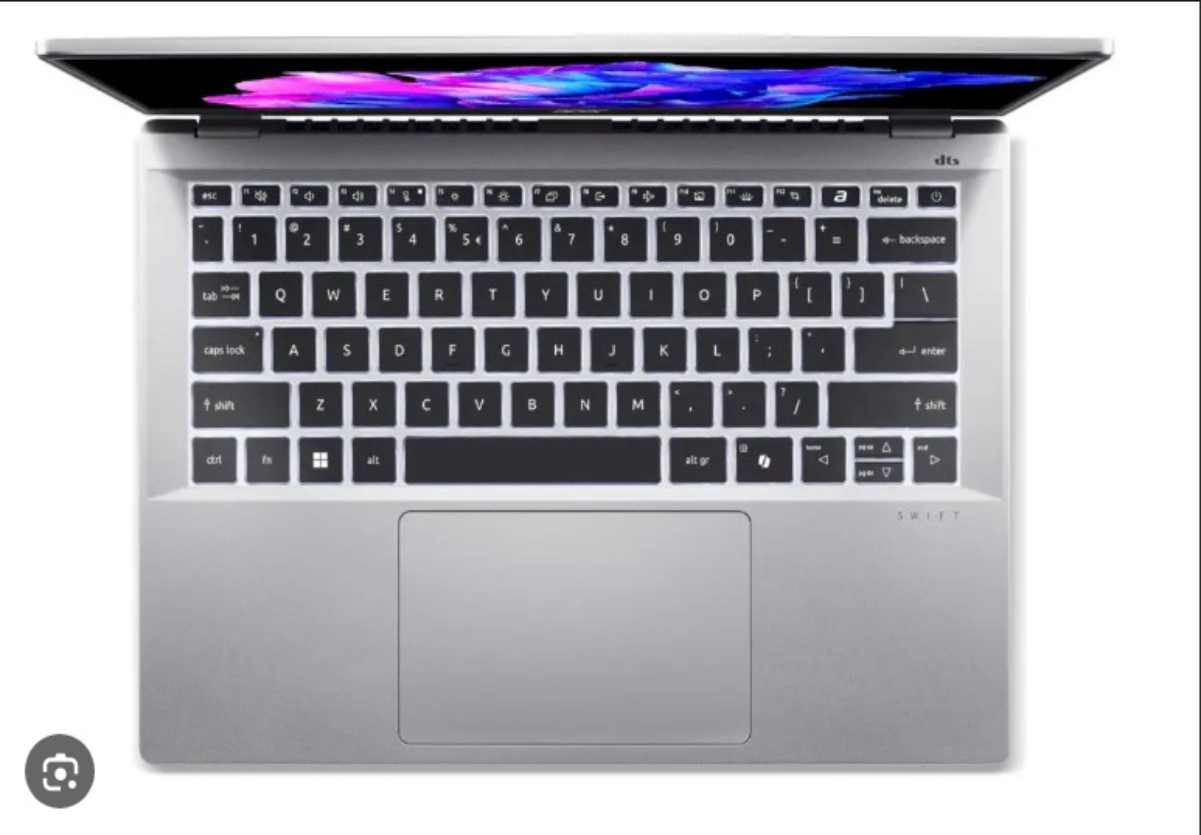 Visão do teclado do Acer Swift Go 14