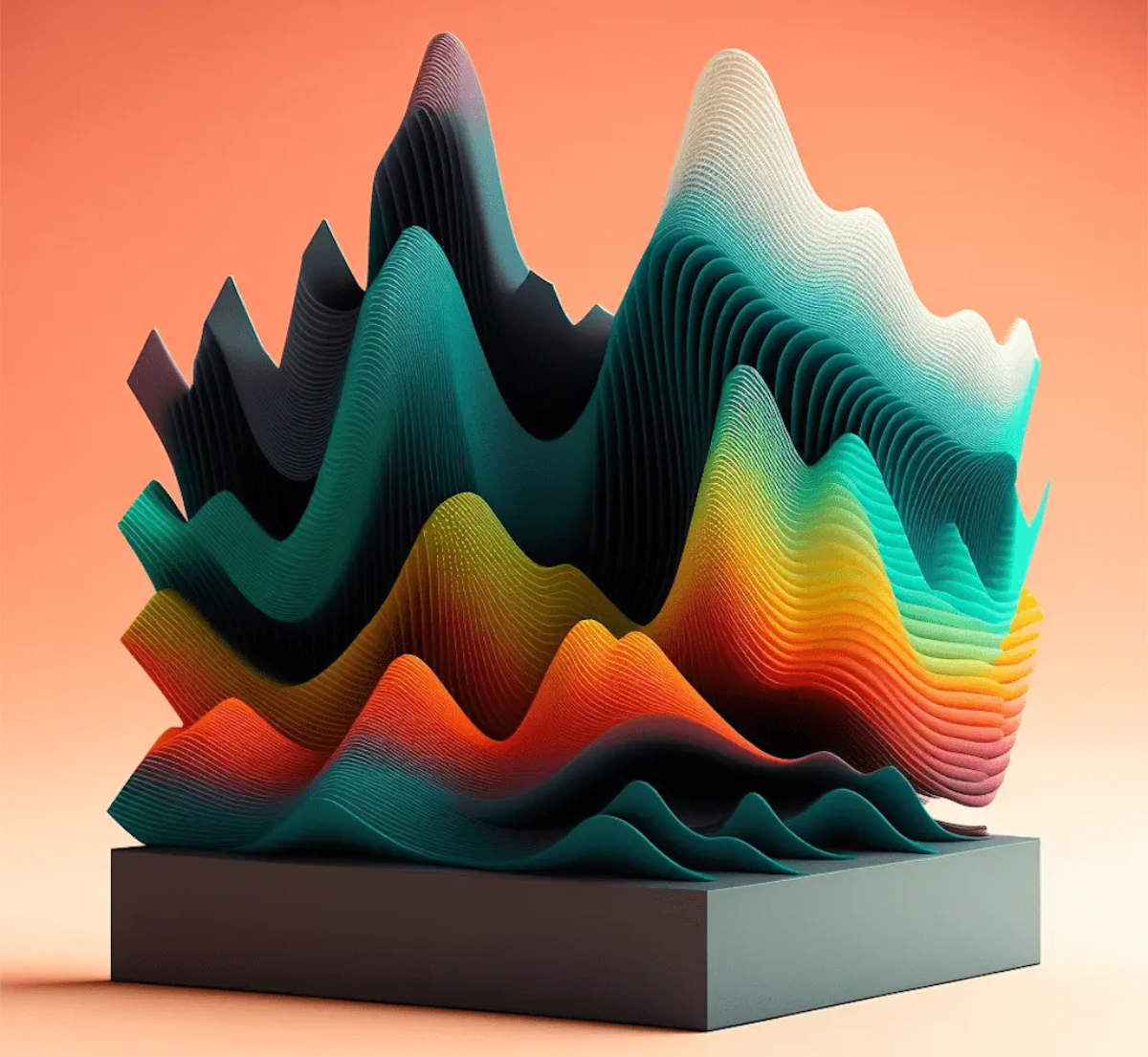 Gráfico 3D representando ondas de som