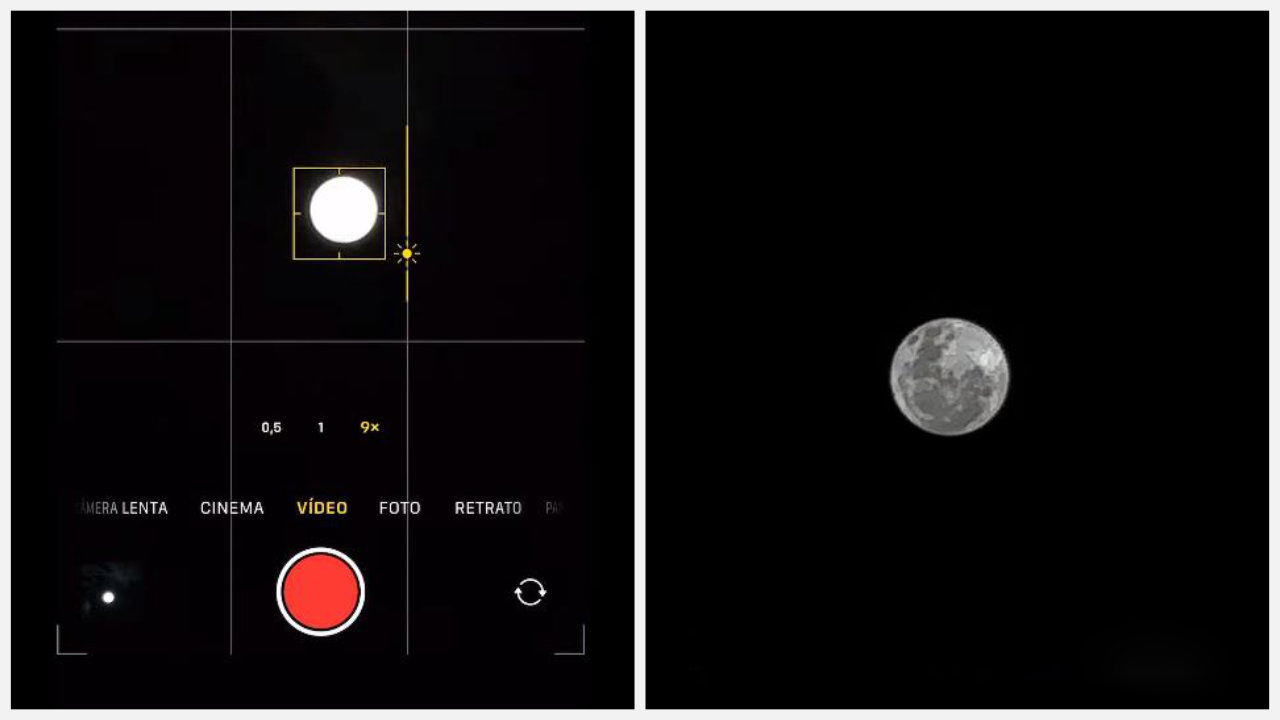 Tirar foto da lua com o iPhone 13 usando vídeo