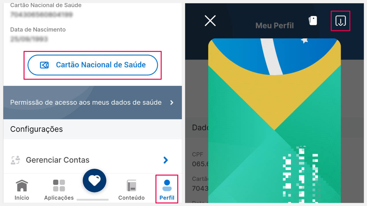 Passo a passo para ver o cartão do SUS pelo aplicativo