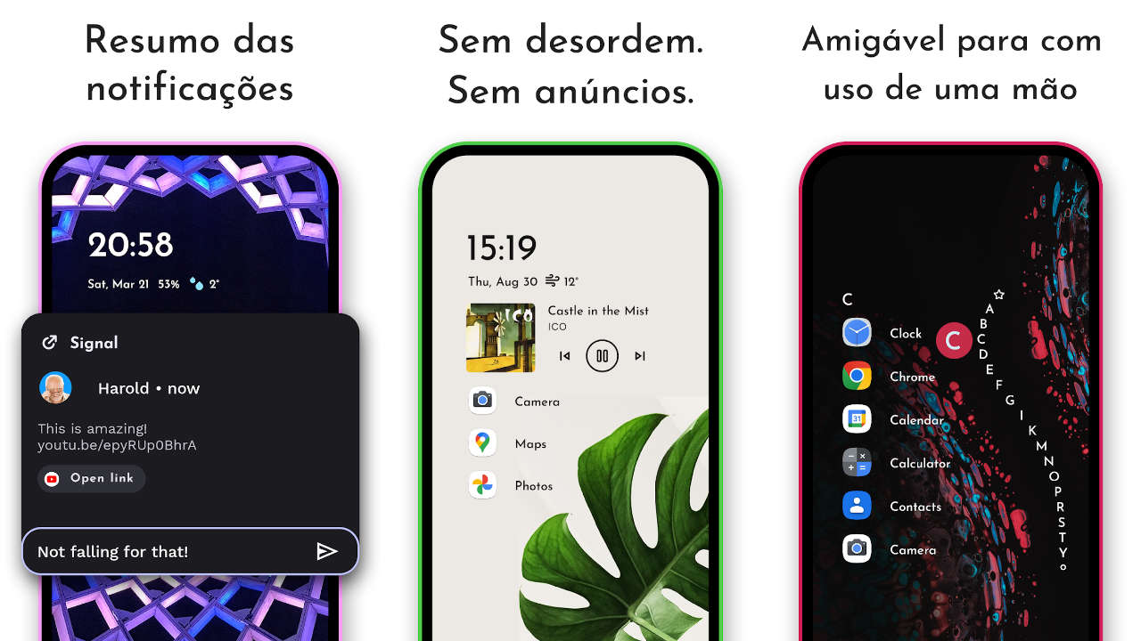 Niagara Launcher tem uma aparência minimalista e bem organizada