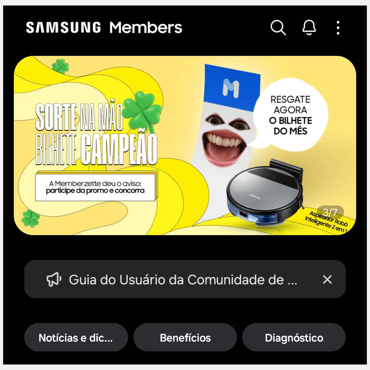 Promoção no Samsung Members para ganhar um celular de graça na internet