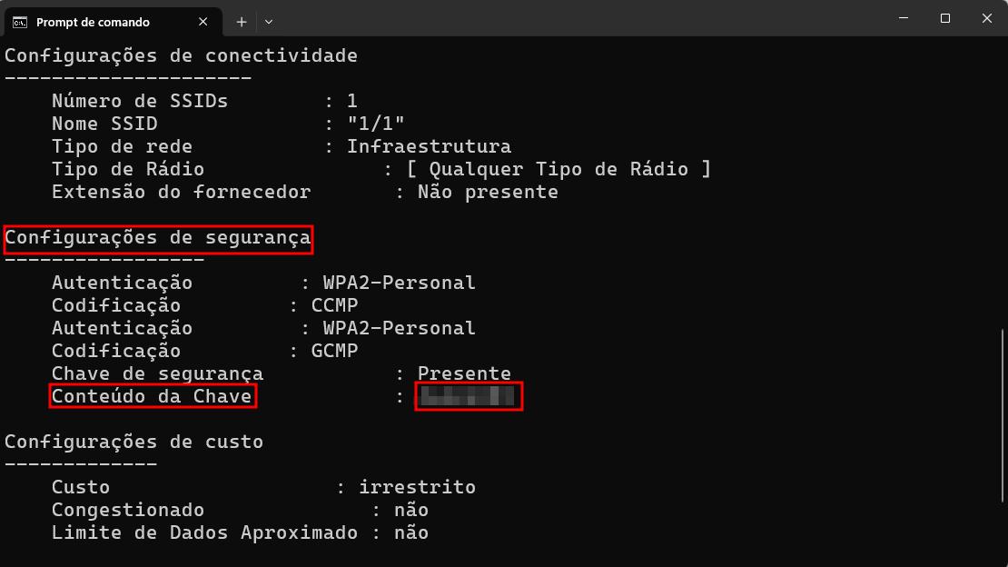 Como ver a senha do wifi que estou conectado no pc usando o prompt de comando