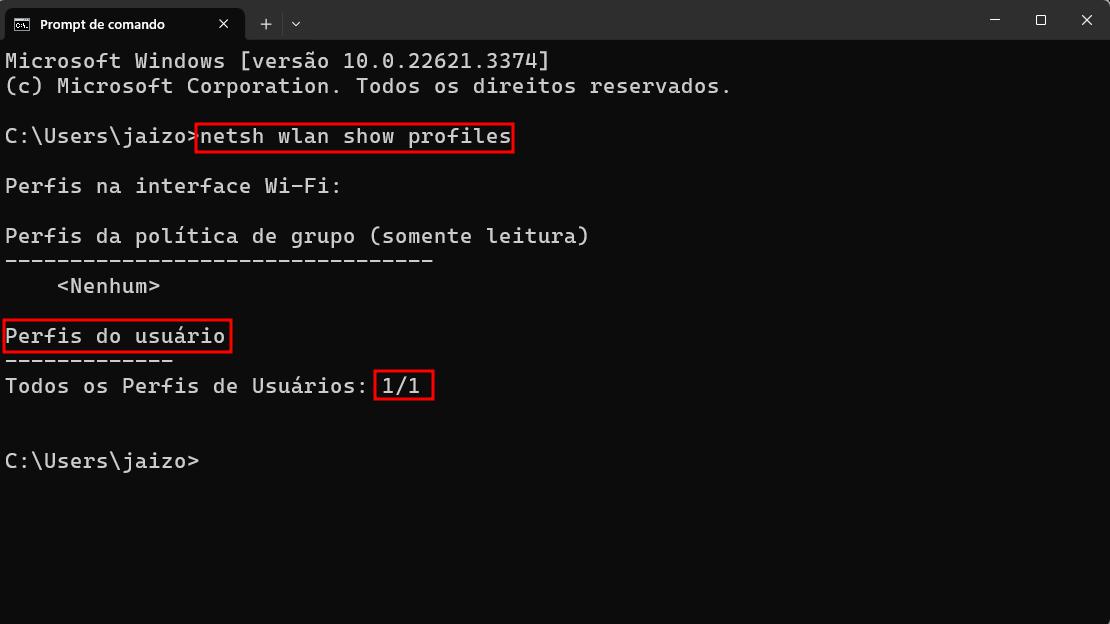 Usando ipconfig no prompt de comando