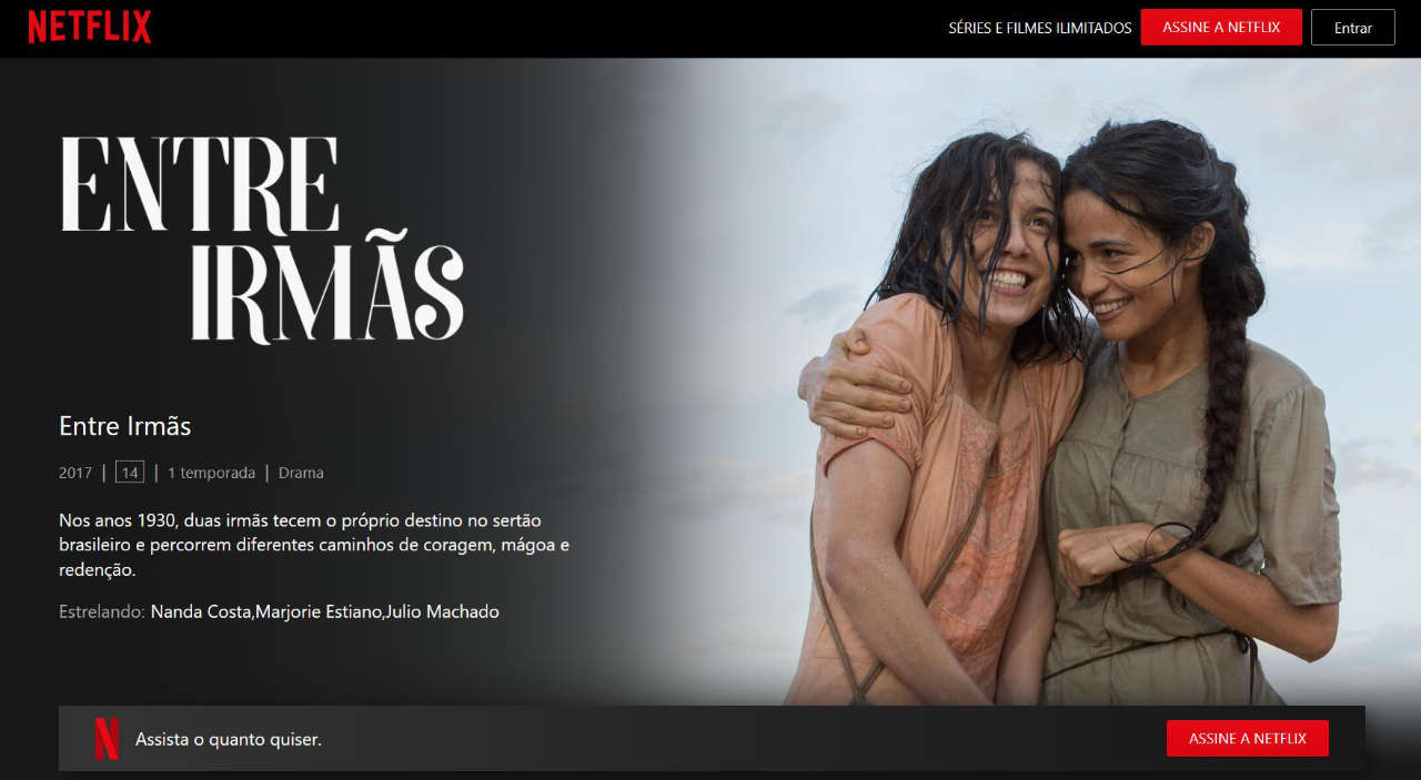 Página de Entre Irmãs na Netflix