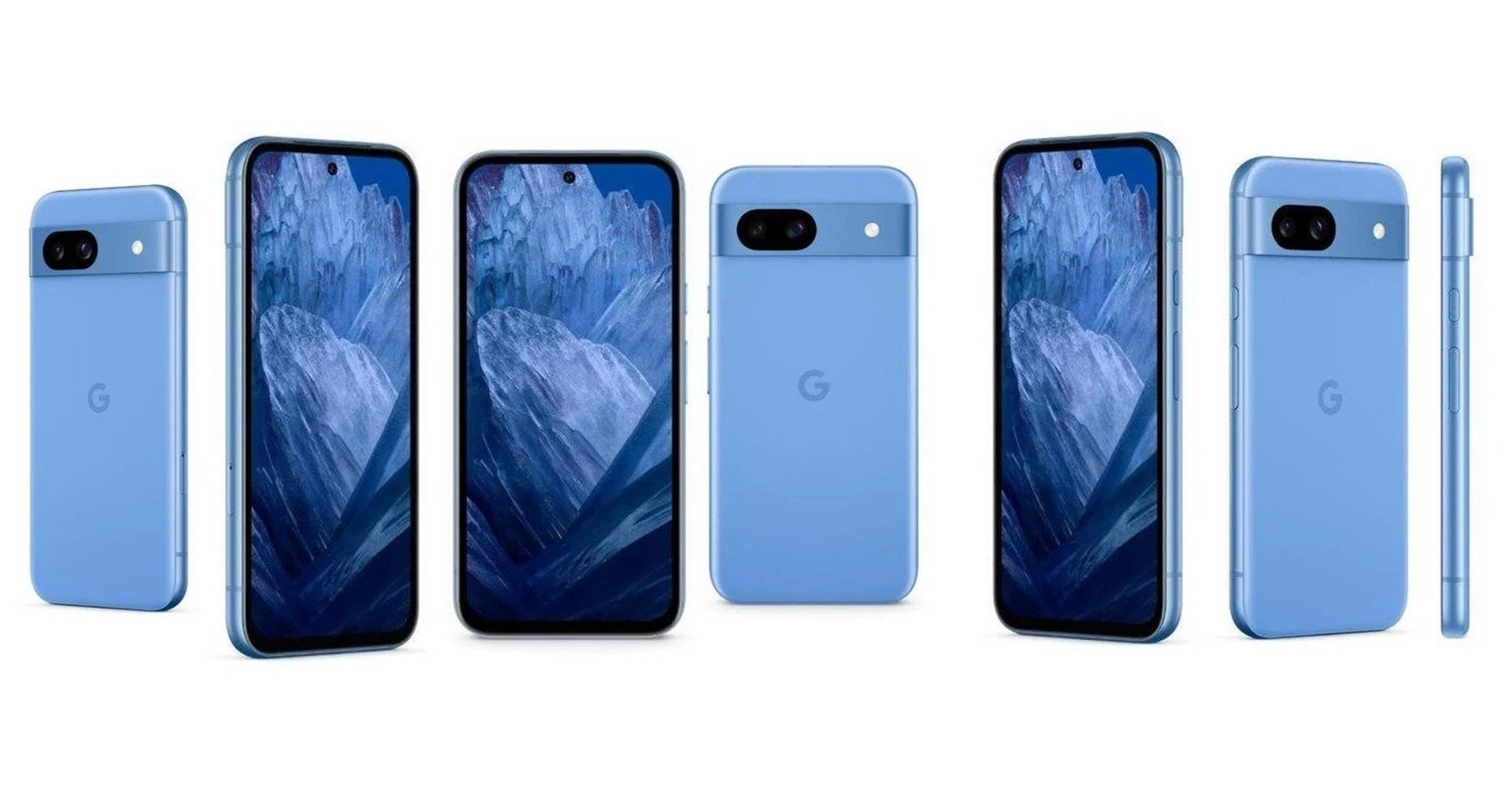 Google Pixel 8a azul vários ângulos