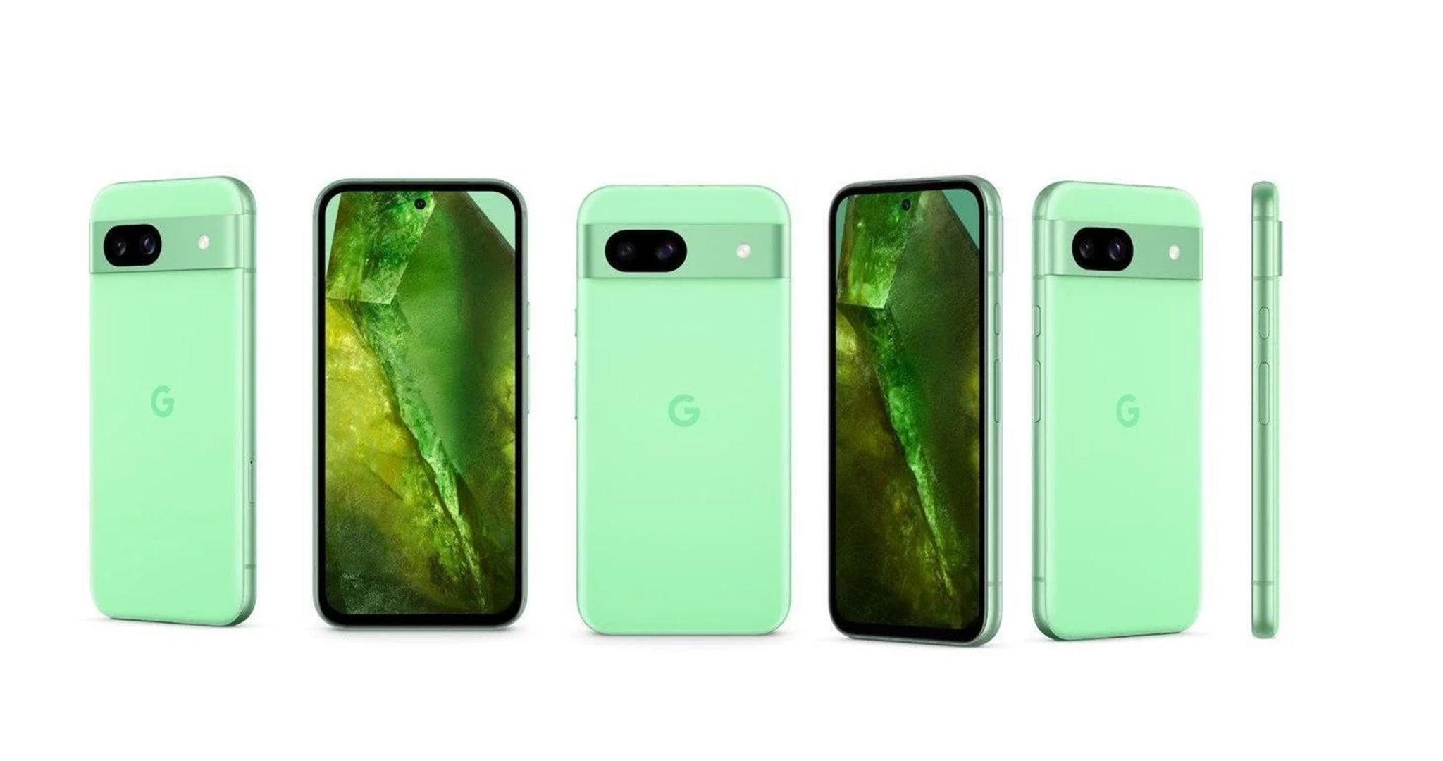 Celular Google Pixel 8a verde ângulos