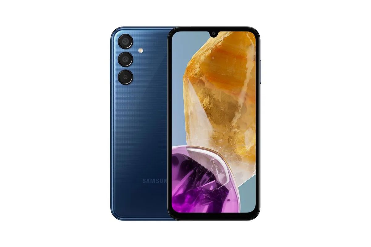 Imagem de divulgação frente/verso do Samsung Galaxy M15