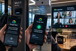Google Meet faz check-in automático pelo celular com ultrassom; recurso exige hardware de sala