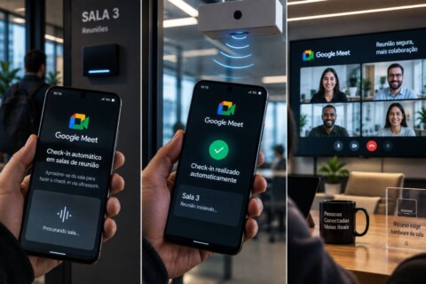 Google Meet faz check-in automático pelo celular com ultrassom; recurso exige hardware de sala